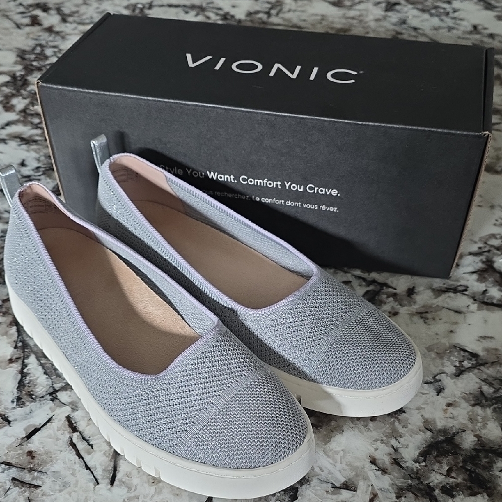 Vionic Gray Flats Comfortable Slip-On Loafers